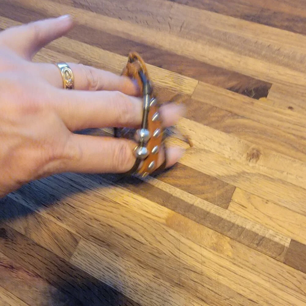 Triple Banded Leather/Corded Boho Metal Stud Adjustable Bracelet